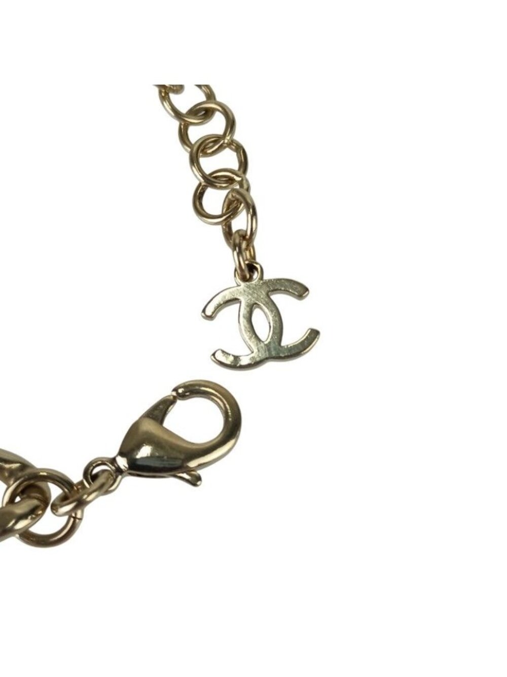 Chanel Wrist Wear Coco Mark Chain Bracelet Gold Metal Rhinestone C23 - Picture 4 of 7